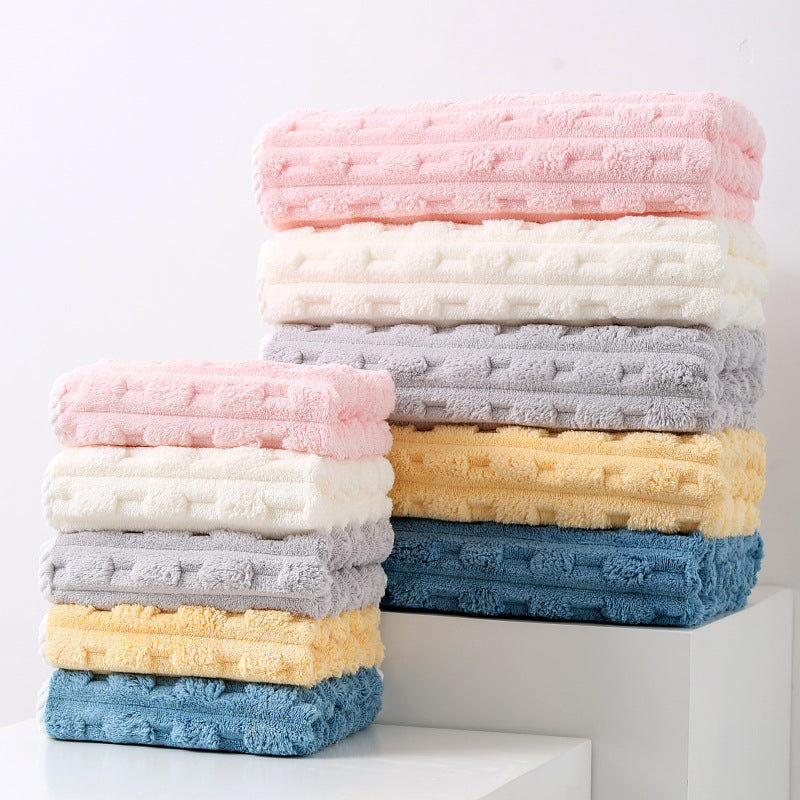 Off White Thickened Fleece Towel Set