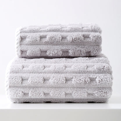 Grey Thickened Fleece Towel Set