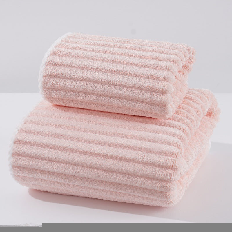 Pink Candy Stripe Fleece Bath Towel