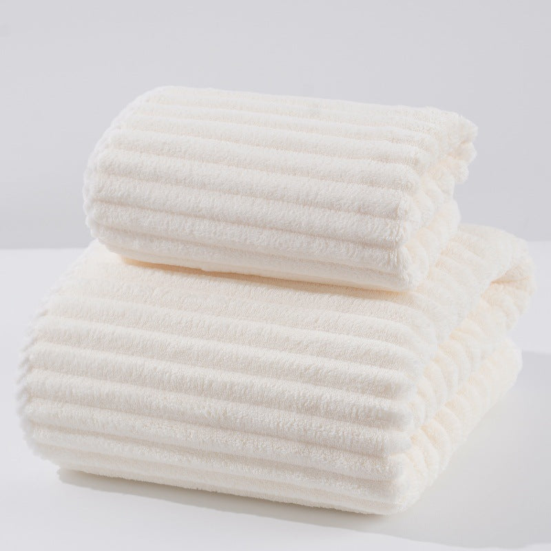 White Candy Stripe Fleece Bath Towel