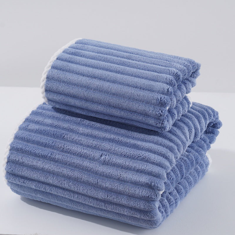 Blue Stripe Coral Fleece Bath Towel