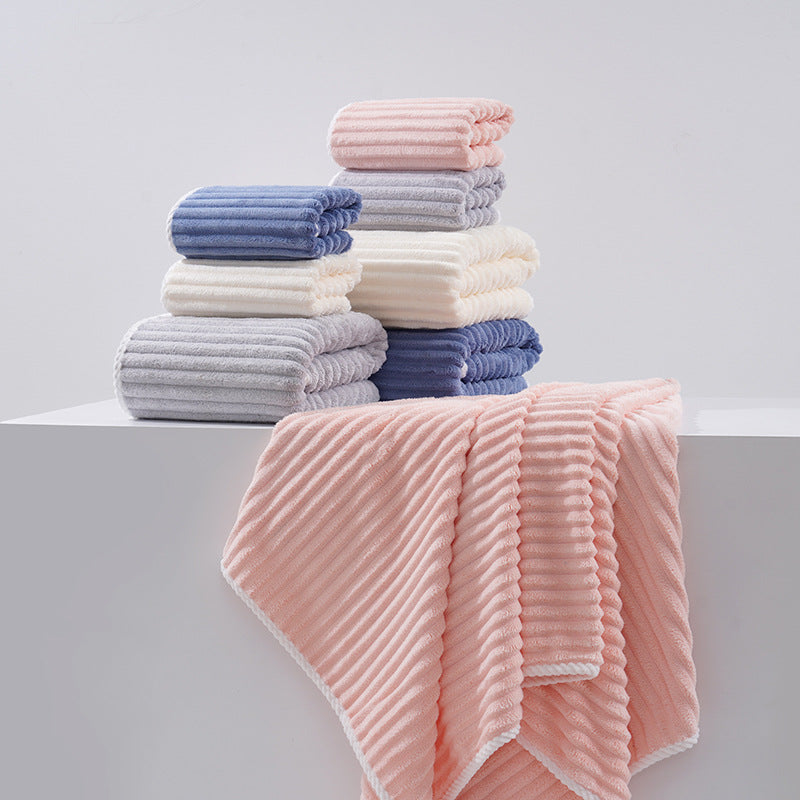 Blue Stripe Coral Fleece Bath Towel