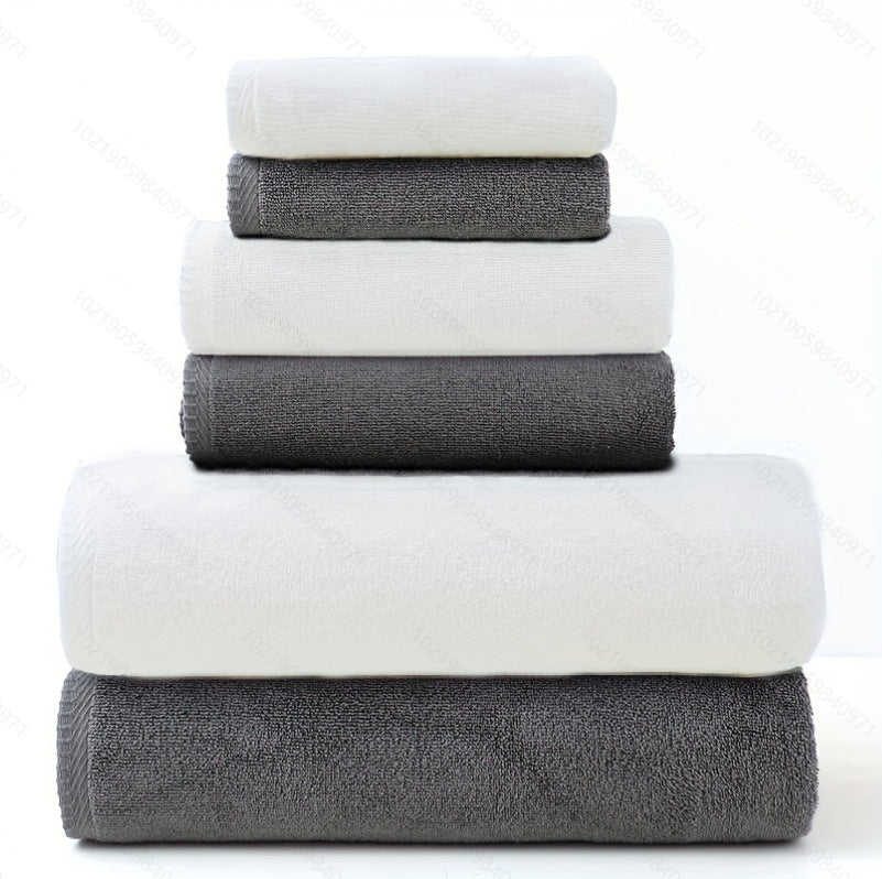 Gray and White Cotton Towel Set