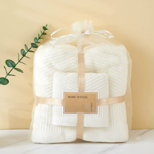 Beige Diagonal Stripe Towel Set