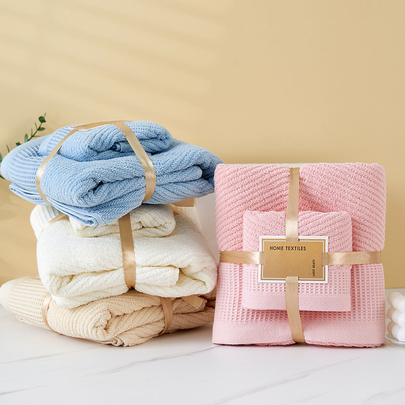 Beige Diagonal Stripe Towel Set